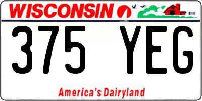 WI license plate 375YEG