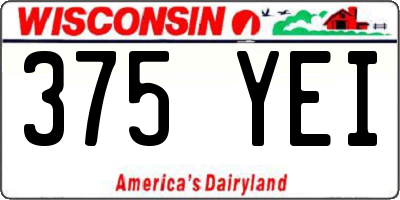 WI license plate 375YEI