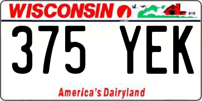 WI license plate 375YEK