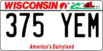 WI license plate 375YEM