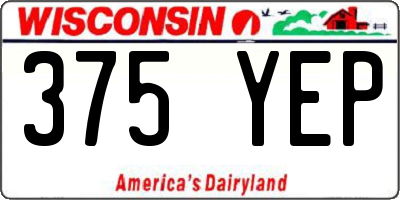 WI license plate 375YEP