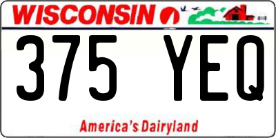 WI license plate 375YEQ