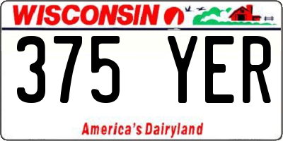 WI license plate 375YER