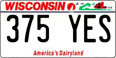 WI license plate 375YES