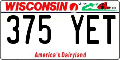 WI license plate 375YET