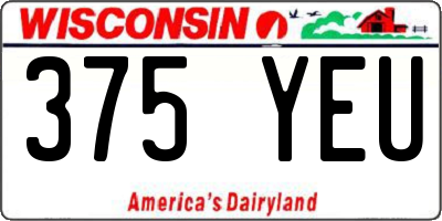 WI license plate 375YEU