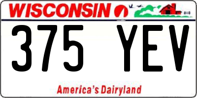 WI license plate 375YEV