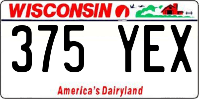 WI license plate 375YEX