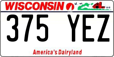 WI license plate 375YEZ