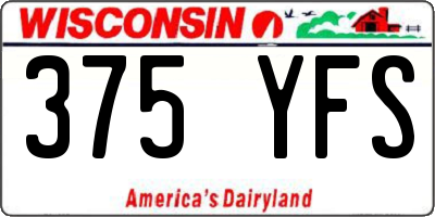 WI license plate 375YFS