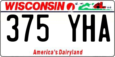 WI license plate 375YHA
