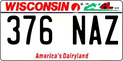 WI license plate 376NAZ