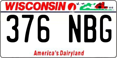 WI license plate 376NBG