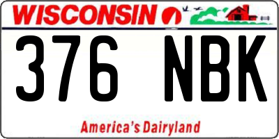 WI license plate 376NBK