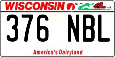 WI license plate 376NBL