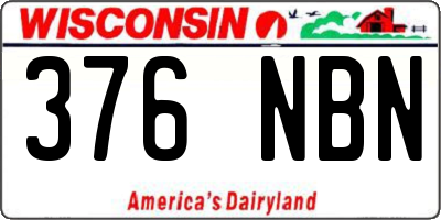 WI license plate 376NBN