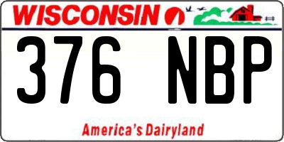 WI license plate 376NBP