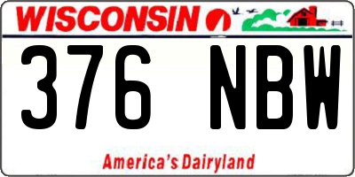 WI license plate 376NBW