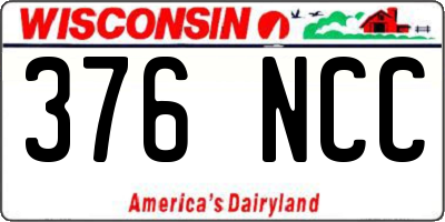 WI license plate 376NCC