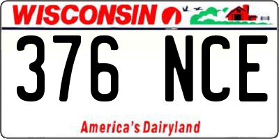 WI license plate 376NCE
