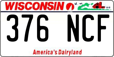 WI license plate 376NCF