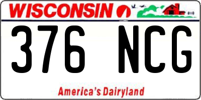 WI license plate 376NCG