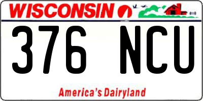 WI license plate 376NCU