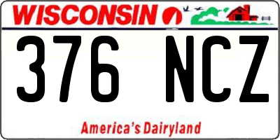 WI license plate 376NCZ