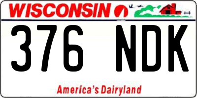 WI license plate 376NDK