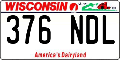 WI license plate 376NDL
