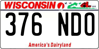 WI license plate 376NDO