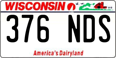 WI license plate 376NDS