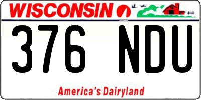 WI license plate 376NDU