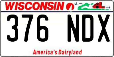 WI license plate 376NDX