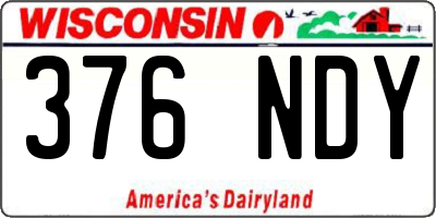 WI license plate 376NDY