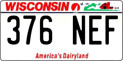 WI license plate 376NEF
