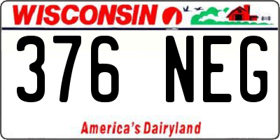 WI license plate 376NEG