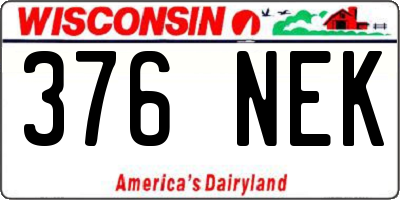 WI license plate 376NEK