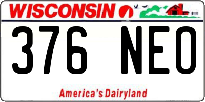 WI license plate 376NEO