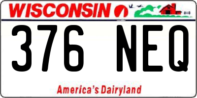 WI license plate 376NEQ