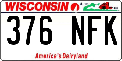 WI license plate 376NFK