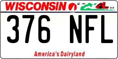 WI license plate 376NFL
