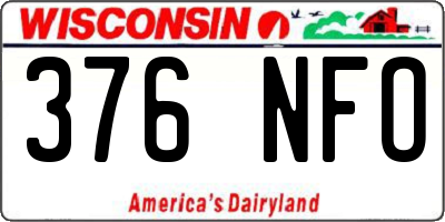 WI license plate 376NFO