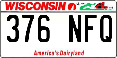 WI license plate 376NFQ