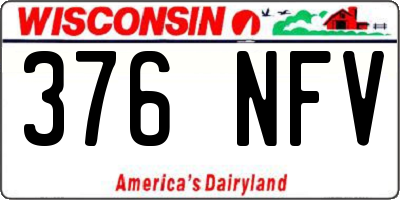 WI license plate 376NFV