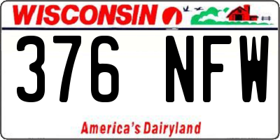 WI license plate 376NFW