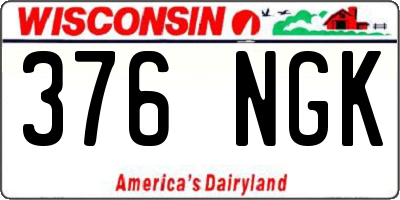 WI license plate 376NGK