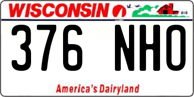 WI license plate 376NHO