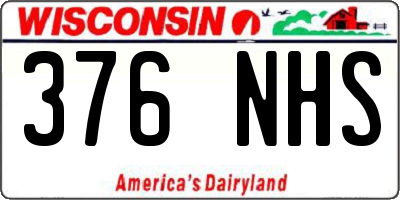 WI license plate 376NHS