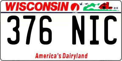 WI license plate 376NIC